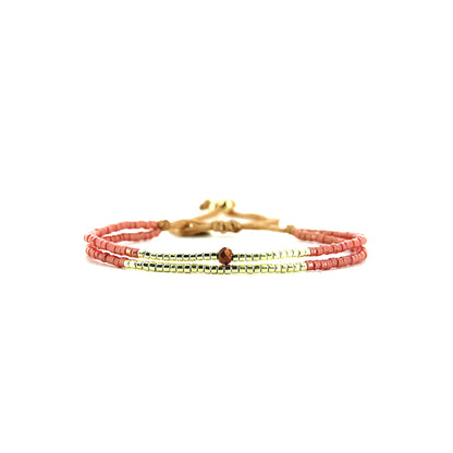Pulsera 1 linea cristales salmon