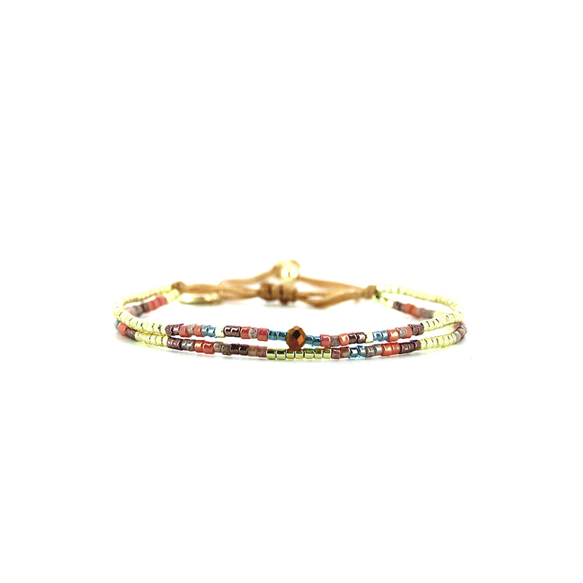 Pulsera 1 linea cristales salmon
