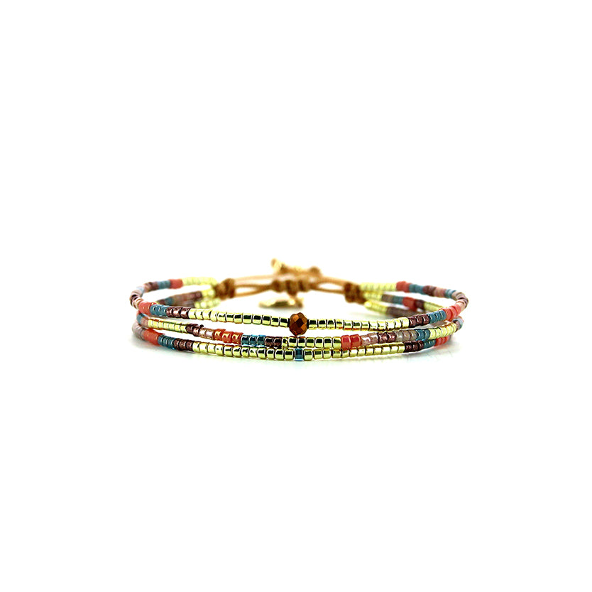 Pulsera 1 linea cristales salmon