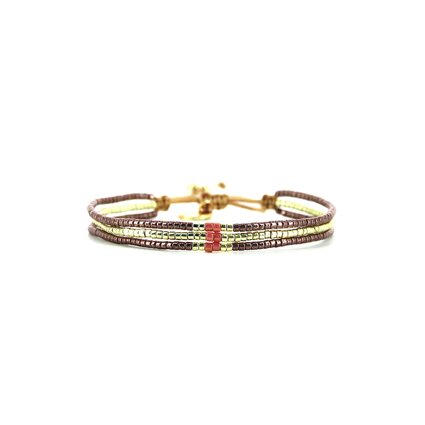 Pulsera 1 linea cristales salmon