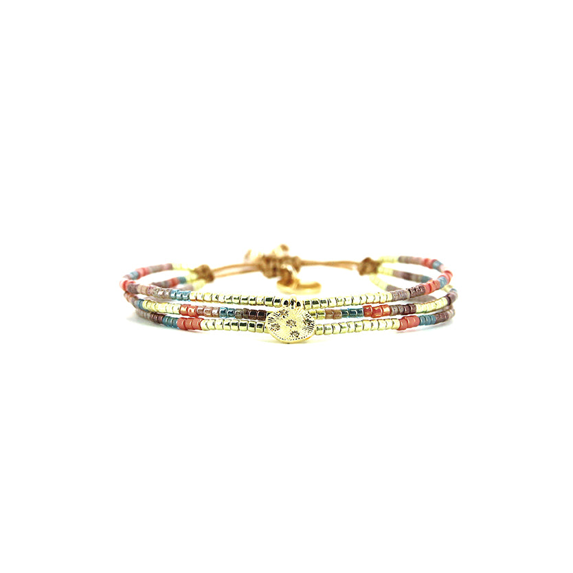 Pulsera 1 linea cristales salmon