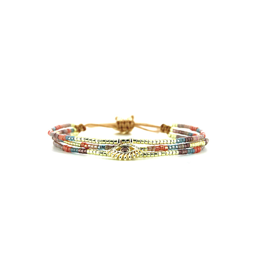 Pulsera 1 linea cristales salmon