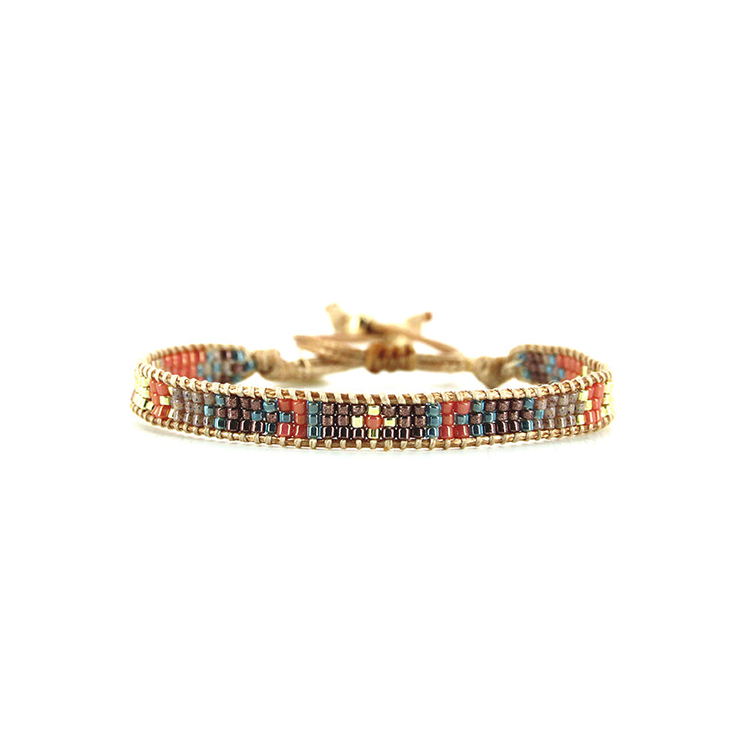 Pulsera 1 linea cristales salmon