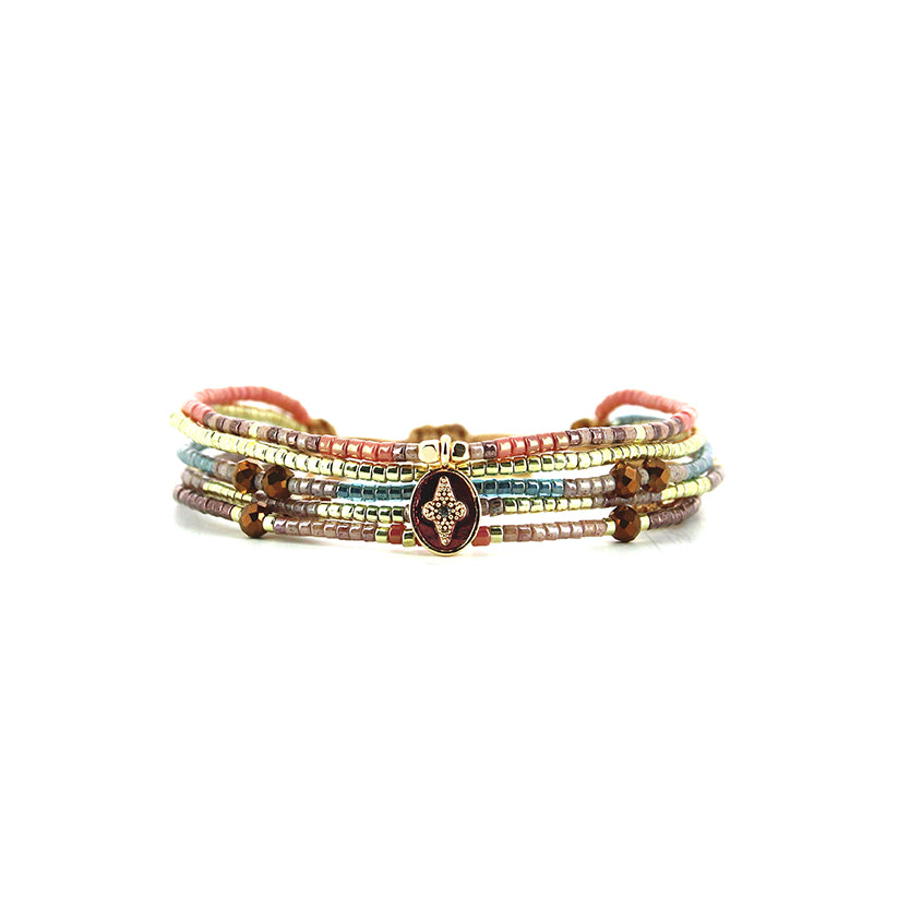 Pulsera 1 linea cristales salmon