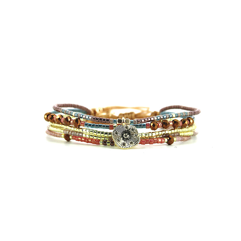 Pulsera 1 linea cristales salmon