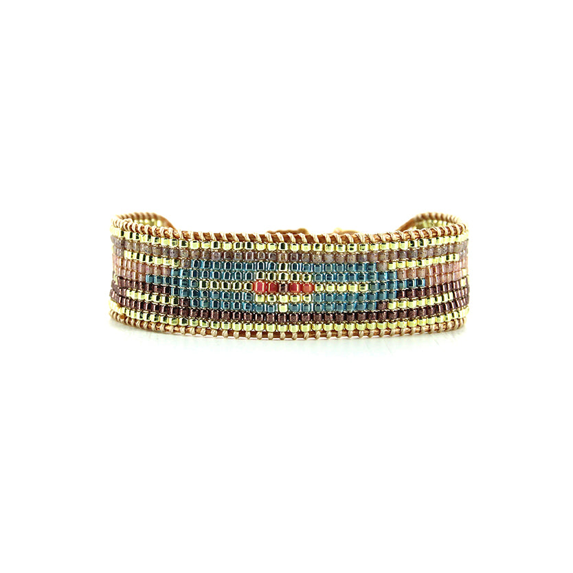 Pulsera 1 linea cristales salmon