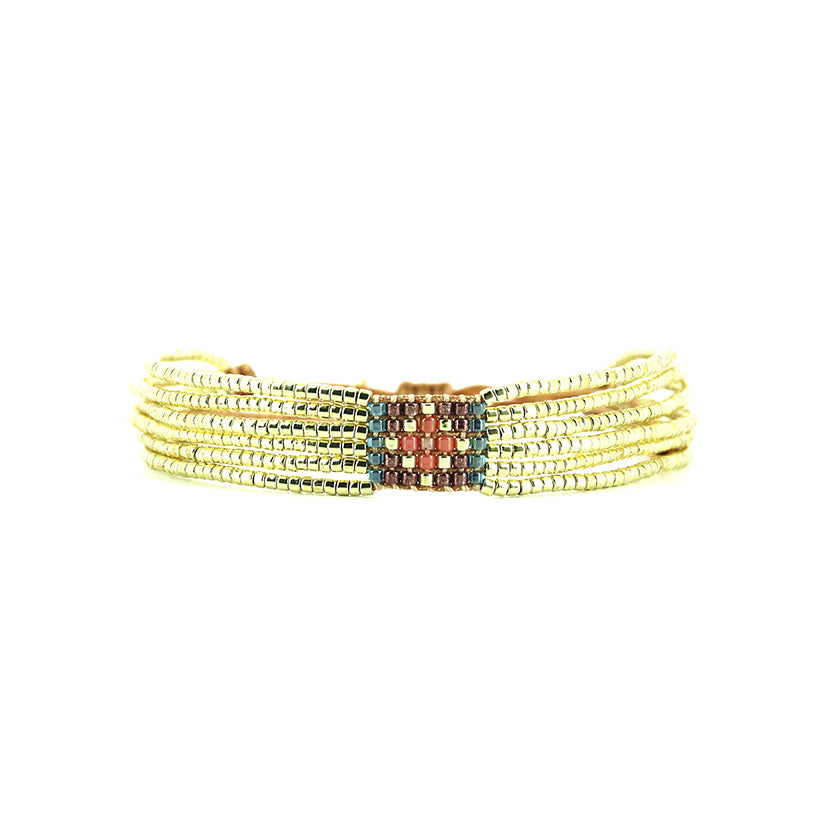 Pulsera 1 linea cristales salmon
