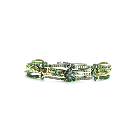 Pulseras en cristales plata y jade